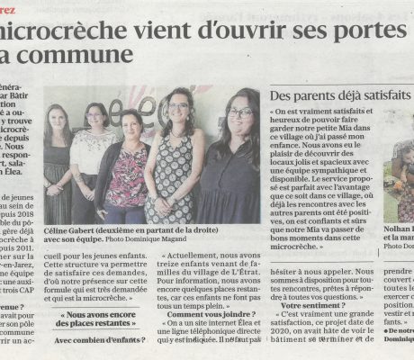 Article du journal le Progrès sur l'ouverture de la Micro-crèche Eléa à la Tour en Jarez